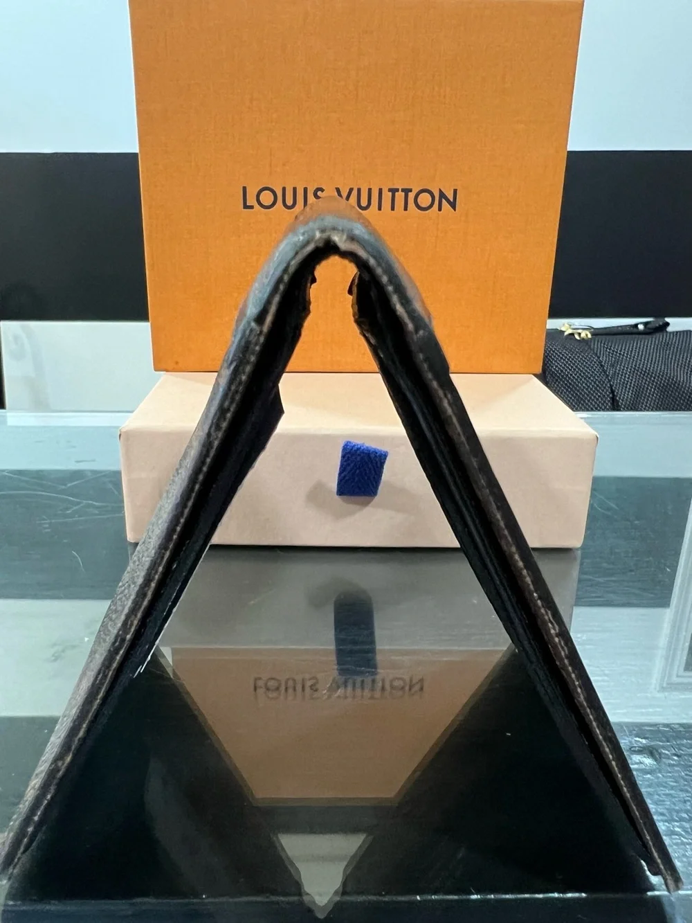 Louis Vuitton Brown Monogram Gaspar Mascassar Wallet with Black Trim